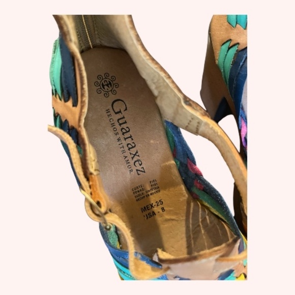 NWOT Guaraxez Lupita Rainbow Leather Platform Sandals Mules Size 8 Boho Handmade - Picture 7 of 8
